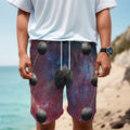 Galaxy Lunar Phase Print Men's Cargo Shorts