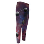 Galaxy Lunar Phase Print Men's Compression Pants
