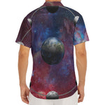 Galaxy Lunar Phase Print Men's Deep V-Neck Shirt