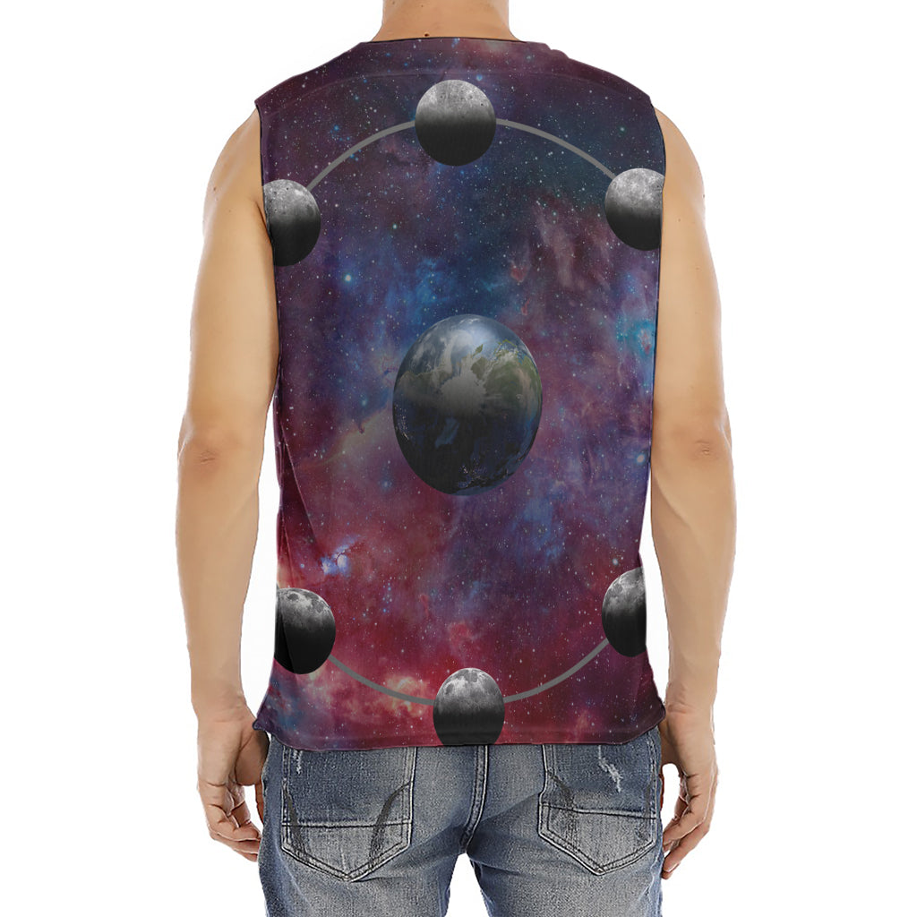 Galaxy Lunar Phase Print Men's Fitness Tank Top