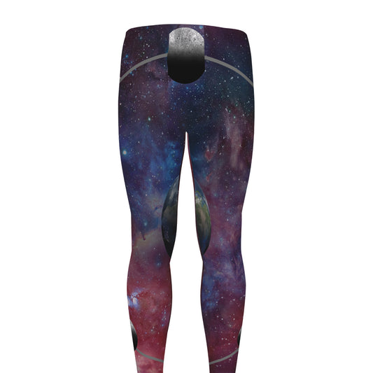 Galaxy Lunar Phase Print Men's leggings
