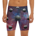 Galaxy Lunar Phase Print Men's Long Boxer Briefs