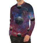 Galaxy Lunar Phase Print Men's Long Sleeve Rash Guard
