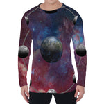 Galaxy Lunar Phase Print Men's Long Sleeve T-Shirt