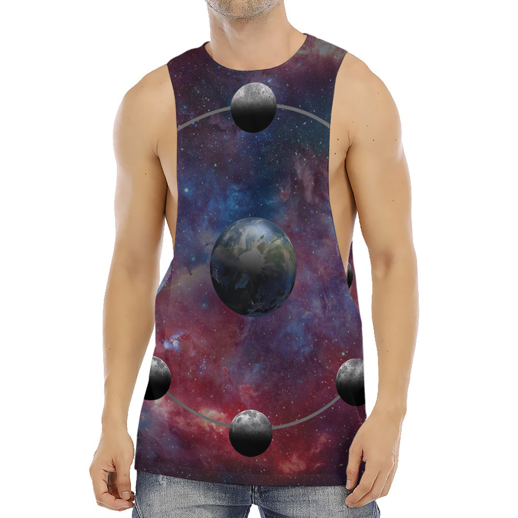 Galaxy Lunar Phase Print Men's Muscle Tank Top