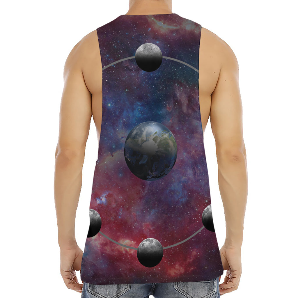Galaxy Lunar Phase Print Men's Muscle Tank Top