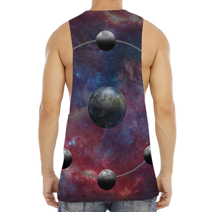 Galaxy Lunar Phase Print Men's Muscle Tank Top