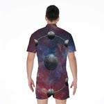 Galaxy Lunar Phase Print Men's Rompers