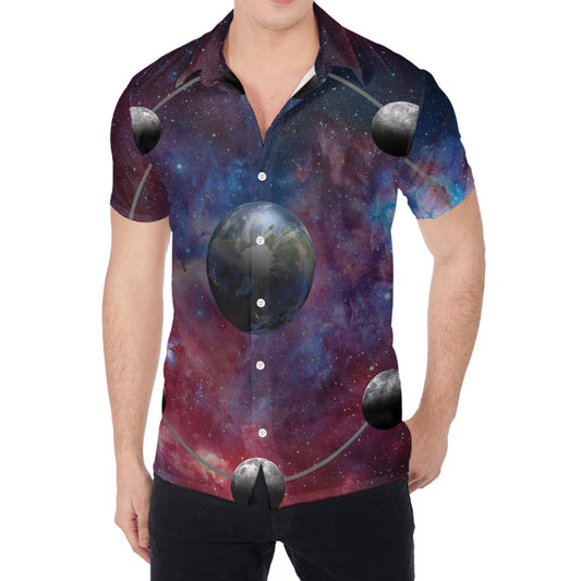 Galaxy Lunar Phase Print Men's Shirt