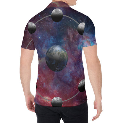 Galaxy Lunar Phase Print Men's Shirt