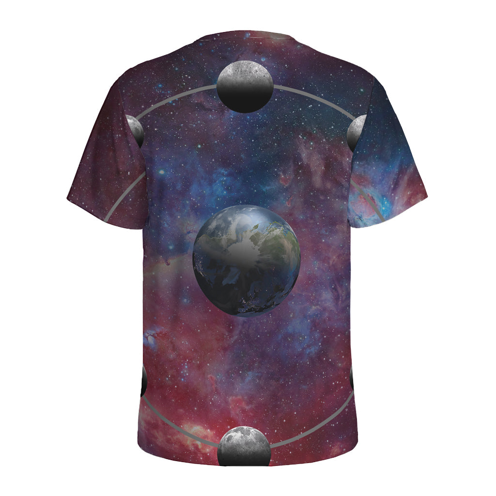 Galaxy Lunar Phase Print Men's Sports T-Shirt