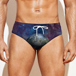 Galaxy Lunar Phase Print Men's Swim Briefs