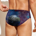 Galaxy Lunar Phase Print Men's Swim Briefs
