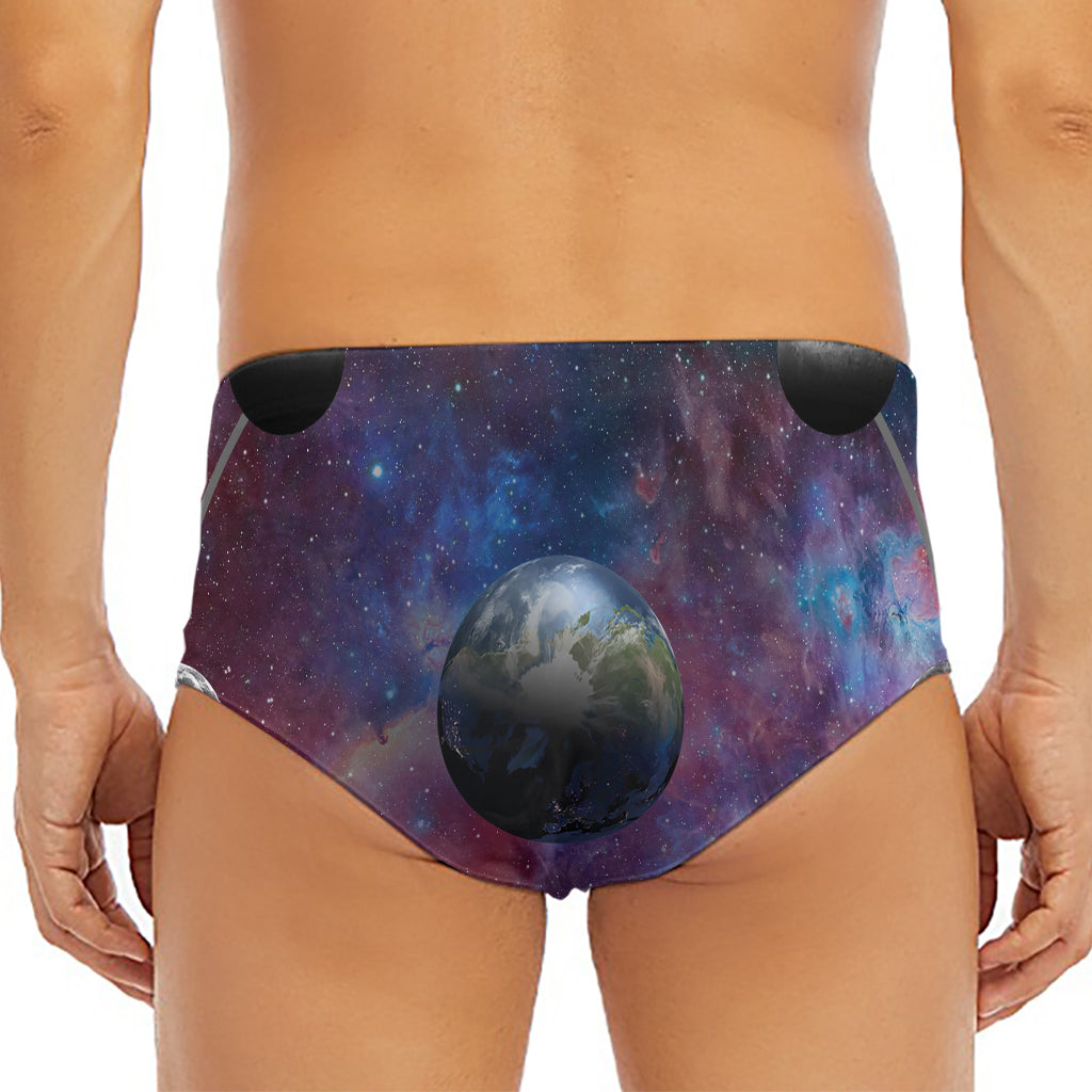 Galaxy Lunar Phase Print Men's Triangle Swim Briefs