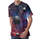 Galaxy Lunar Phase Print Men's Velvet T-Shirt