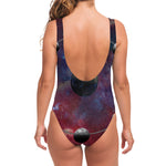 Galaxy Lunar Phase Print One Piece Swimsuit