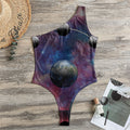 Galaxy Lunar Phase Print One Shoulder Bodysuit