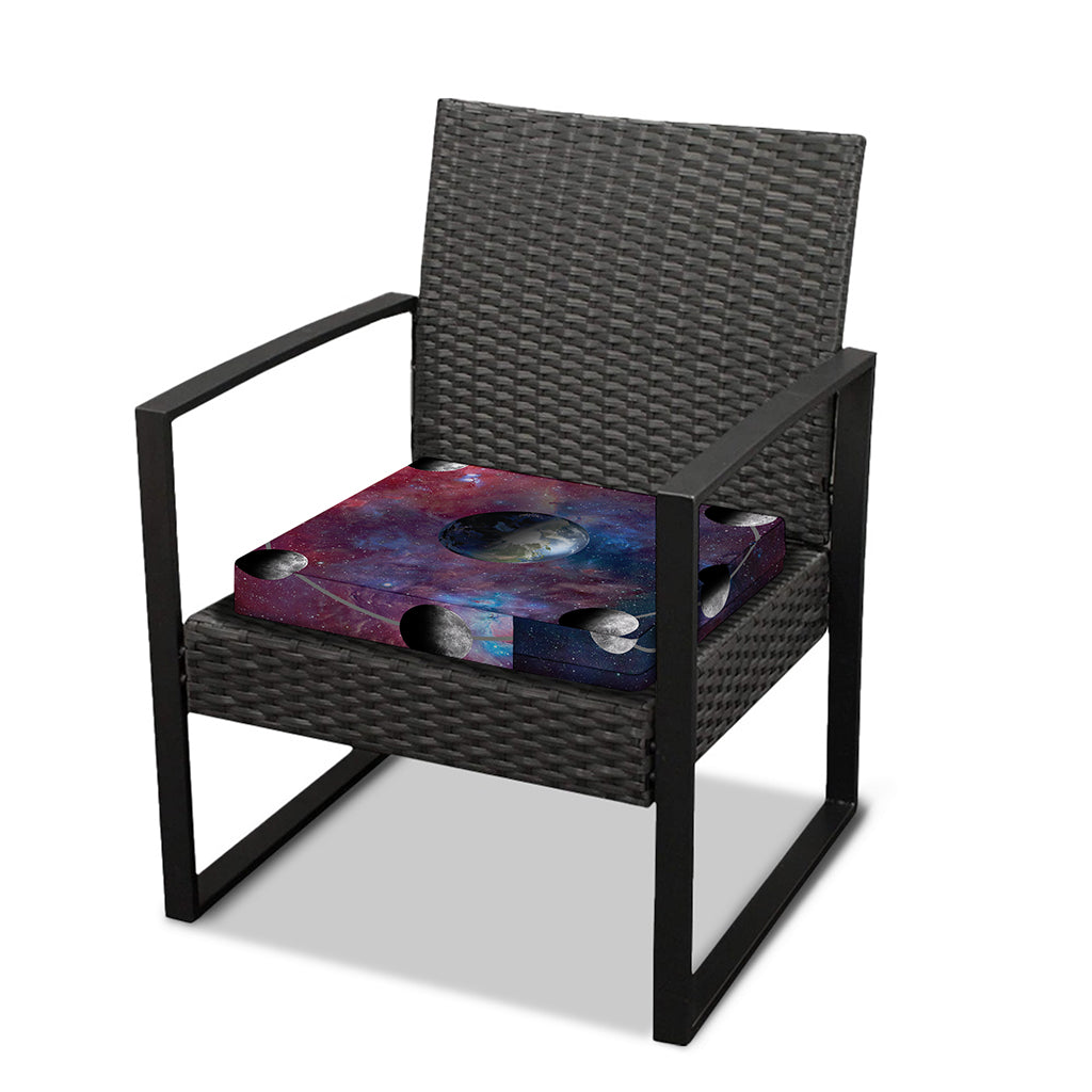 Galaxy Lunar Phase Print Outdoor Seat Cushion Cover