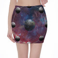 Galaxy Lunar Phase Print Pencil Mini Skirt