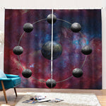 Galaxy Lunar Phase Print Pencil Pleat Curtains