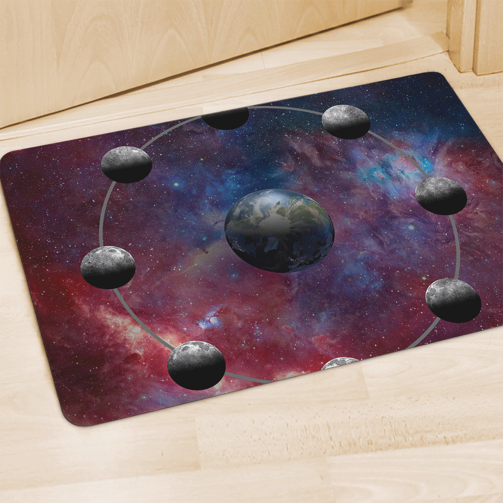 Galaxy Lunar Phase Print Polyester Doormat