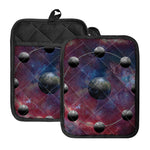 Galaxy Lunar Phase Print Pot Holders With Pocket