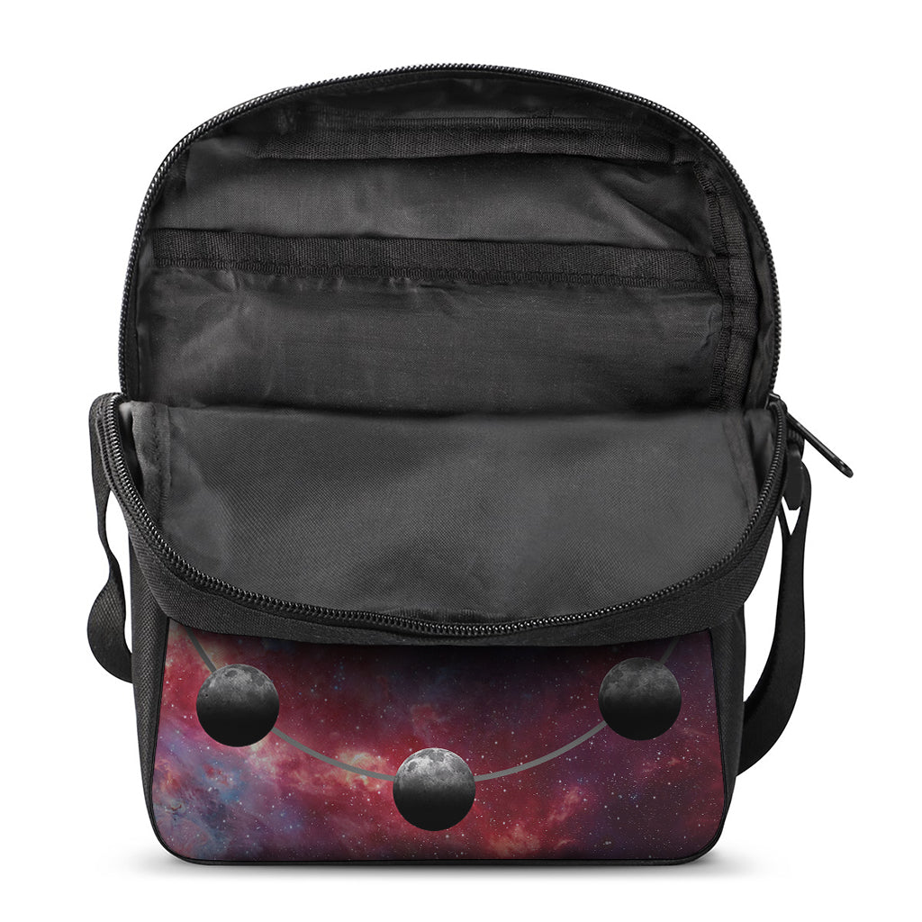 Galaxy Lunar Phase Print Rectangular Crossbody Bag