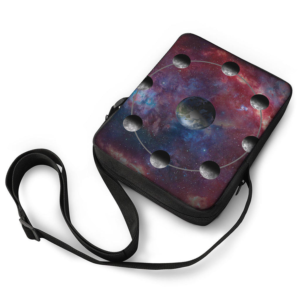 Galaxy Lunar Phase Print Rectangular Crossbody Bag