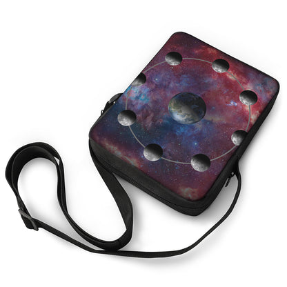 Galaxy Lunar Phase Print Rectangular Crossbody Bag