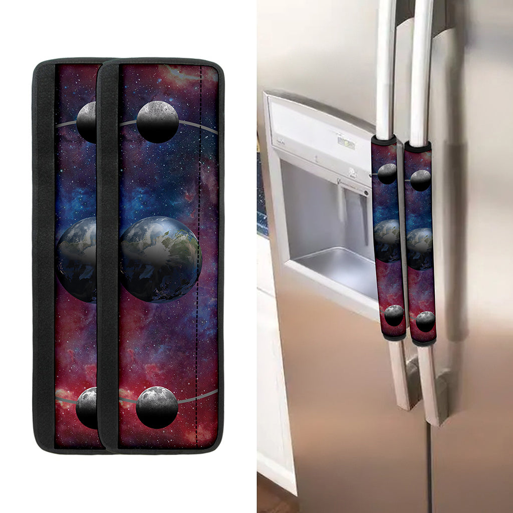 Galaxy Lunar Phase Print Refrigerator Handle Covers