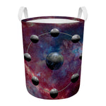Galaxy Lunar Phase Print Round Laundry Basket