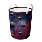 Galaxy Lunar Phase Print Round Laundry Basket