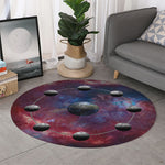 Galaxy Lunar Phase Print Round Rug