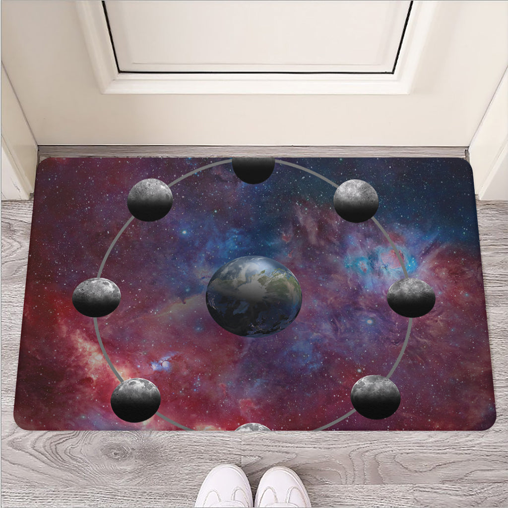 Galaxy Lunar Phase Print Rubber Doormat
