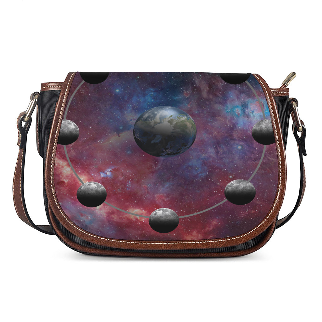 Galaxy Lunar Phase Print Saddle Bag