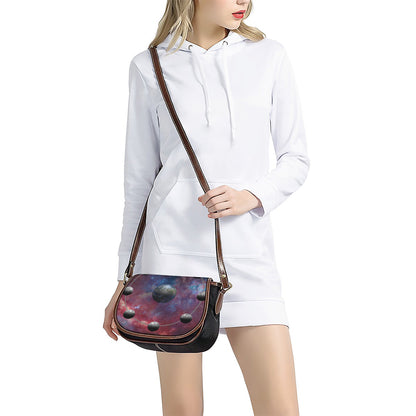 Galaxy Lunar Phase Print Saddle Bag