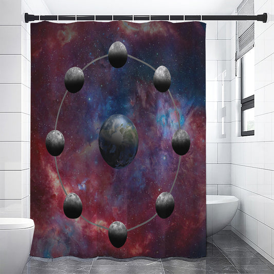 Galaxy Lunar Phase Print Shower Curtain