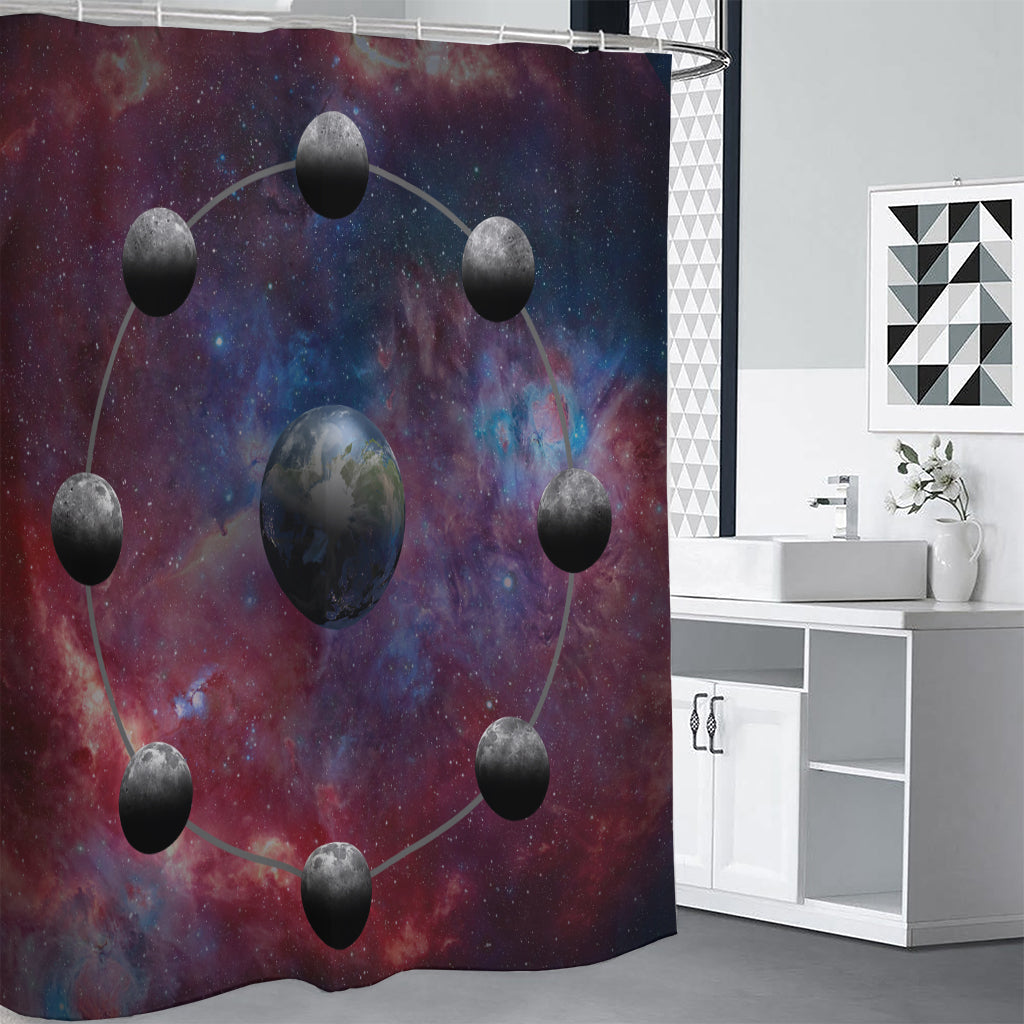 Galaxy Lunar Phase Print Shower Curtain