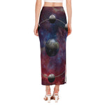 Galaxy Lunar Phase Print Side Slit Maxi Skirt