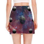 Galaxy Lunar Phase Print Side Slit Mini Skirt