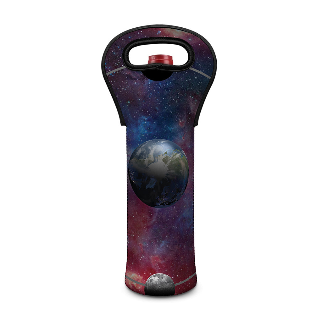 Galaxy Lunar Phase Print Single Neoprene Wine Tote