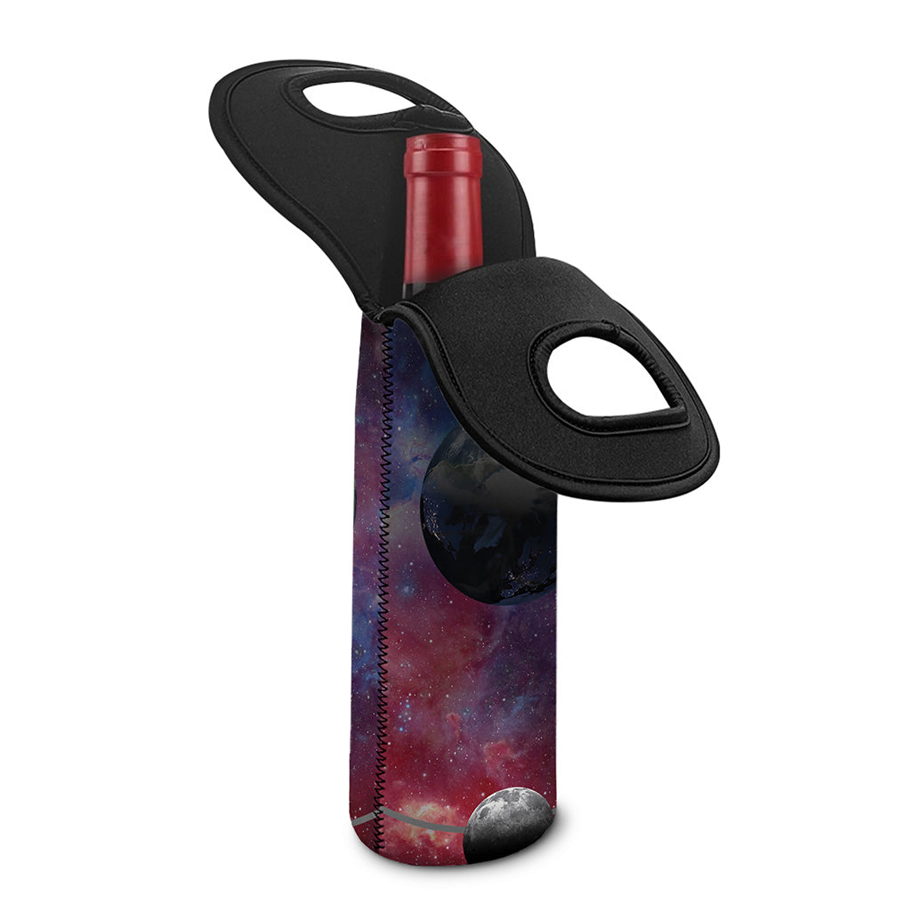 Galaxy Lunar Phase Print Single Neoprene Wine Tote