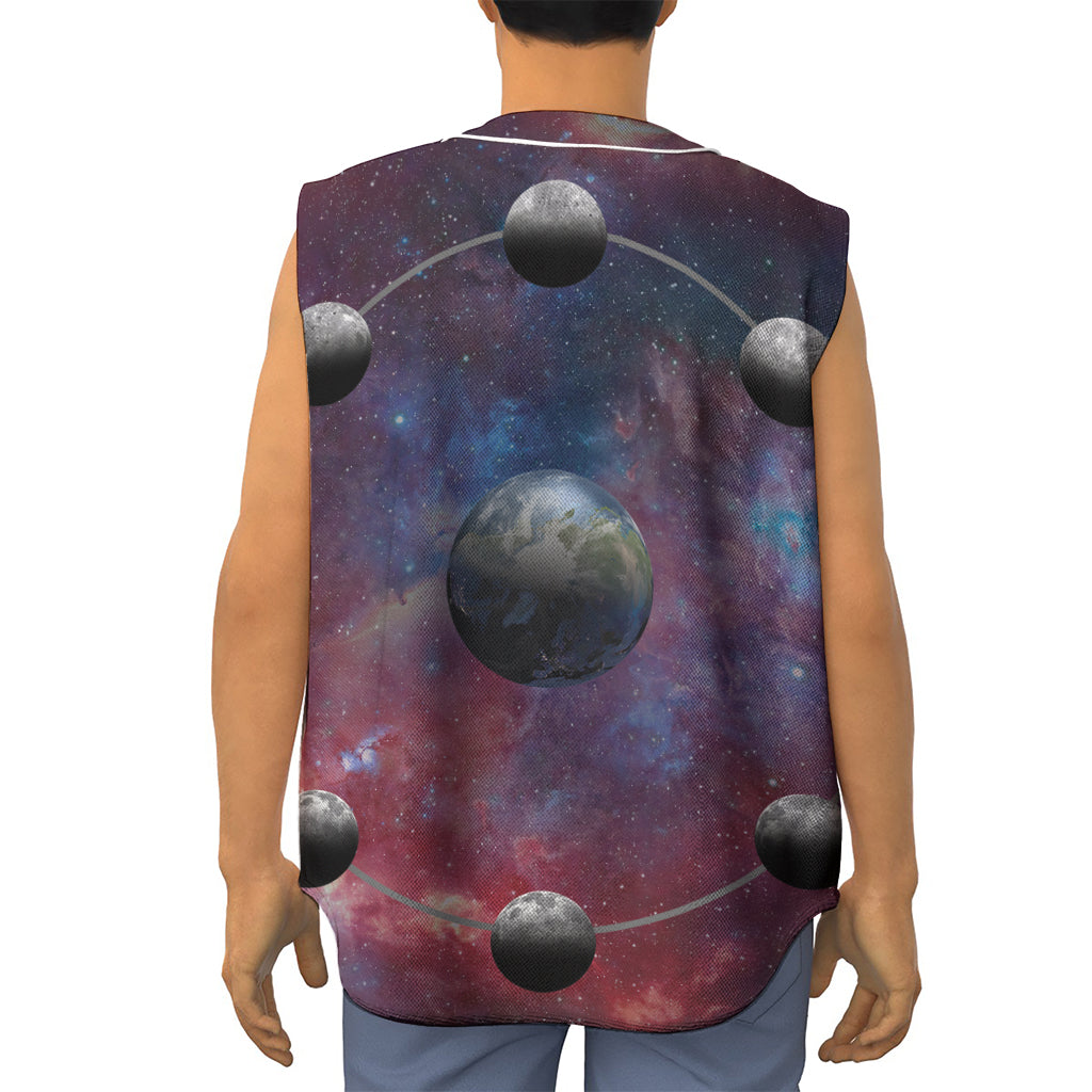 Galaxy Lunar Phase Print Sleeveless Baseball Jersey