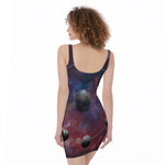 Galaxy Lunar Phase Print Sleeveless Bodycon Dress