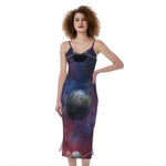Galaxy Lunar Phase Print Slim Fit Midi Cami Dress