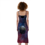 Galaxy Lunar Phase Print Slim Fit Midi Cami Dress