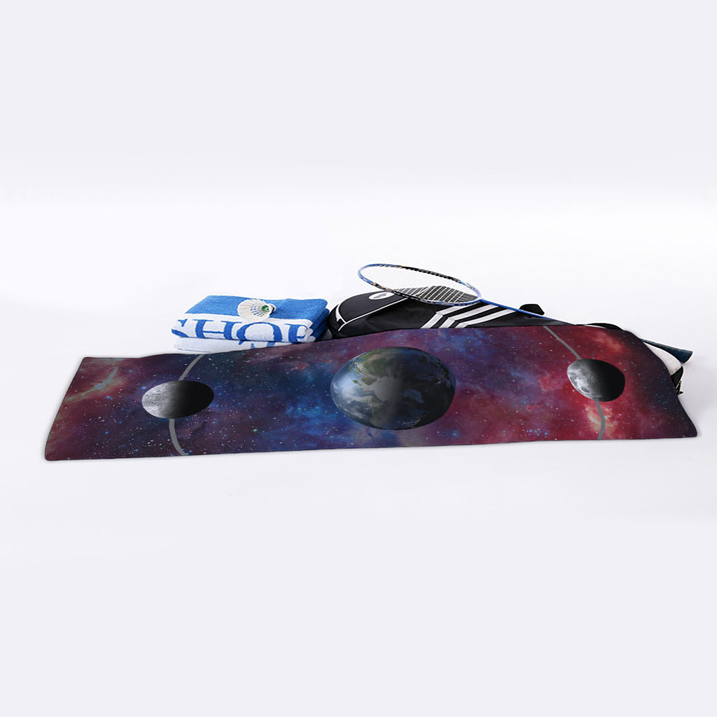 Galaxy Lunar Phase Print Sports Towel