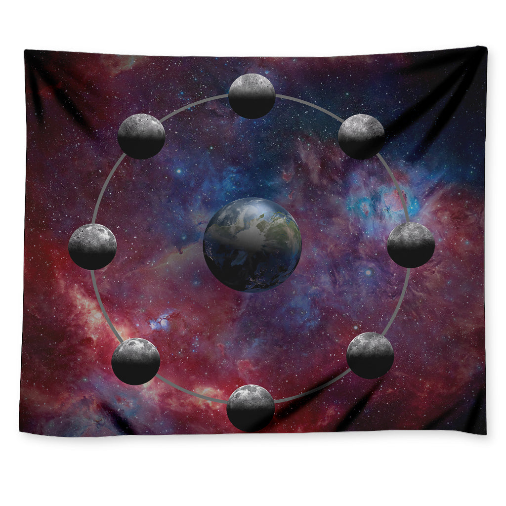 Galaxy Lunar Phase Print Tapestry