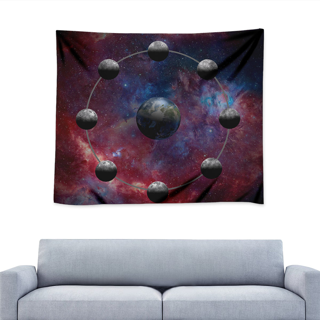 Galaxy Lunar Phase Print Tapestry