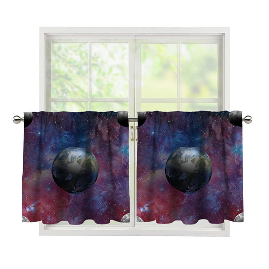 Galaxy Lunar Phase Print Tier Curtains